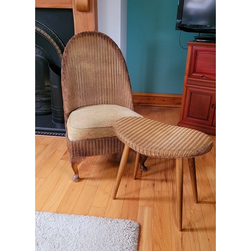 18 - A LLOYD LOOM ‘LUSTY’ LOW RISE CHAIR & TABLE / STOOL, mid-century design, the chair with a lift away ... 