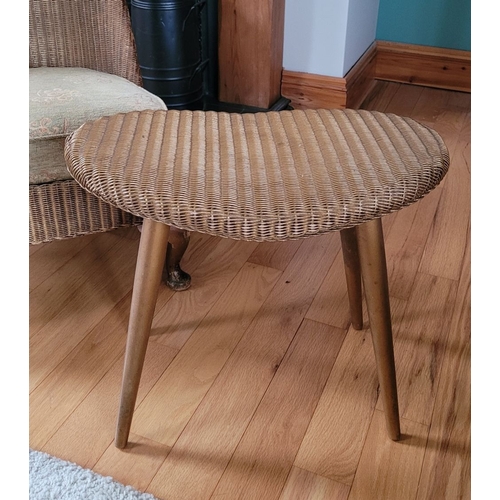 18 - A LLOYD LOOM ‘LUSTY’ LOW RISE CHAIR & TABLE / STOOL, mid-century design, the chair with a lift away ... 