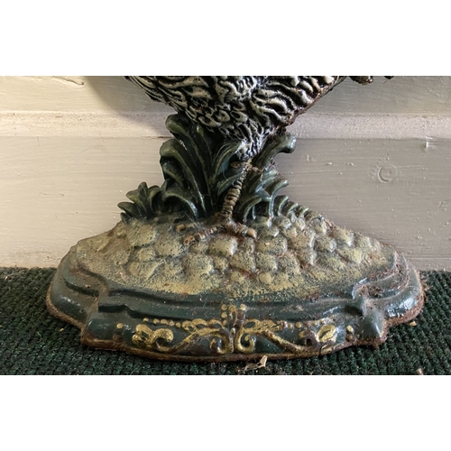 192 - A VINTAGE PAINTED CAST DOOR STOPPER, in the form of rooster, dimensions: 30.5cm high approx.