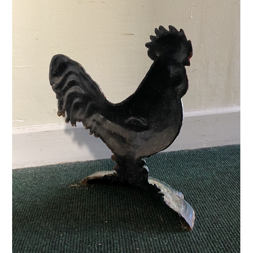 192 - A VINTAGE PAINTED CAST DOOR STOPPER, in the form of rooster, dimensions: 30.5cm high approx.