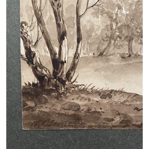 196 - A COLLECTION OF 19TH CENTURY – EARLY ARTWORKS, to include (i) a sepia painting depicting estate in l... 