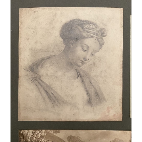 196 - A COLLECTION OF 19TH CENTURY – EARLY ARTWORKS, to include (i) a sepia painting depicting estate in l... 