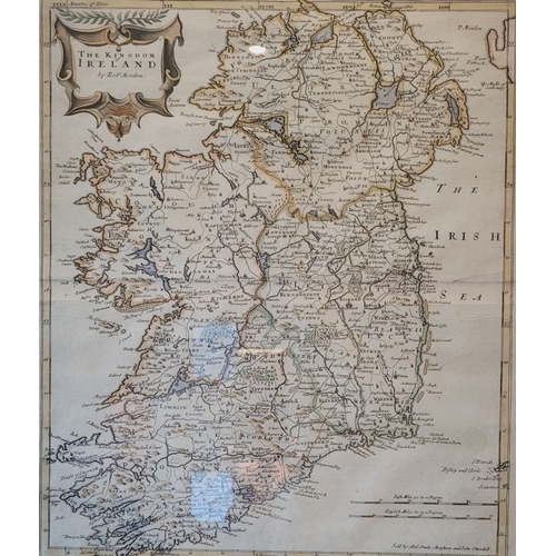 20 - ROBERT MORDEN’S THE KINGDOM OF IRELAND MAP, circa 1695. A 17th century map of Ireland, ‘Sold by Abel... 