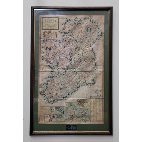 21 - A FRAMED RARE MAP OF IRELAND: 18TH CENTURY: hand coloured example of Herman Moll’s 1714 map of the i... 