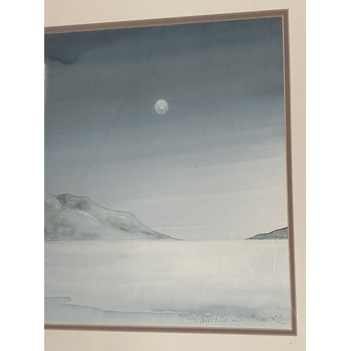 226 - GRANVILLE D. CLARKE (British, 20th Century), ‘MOONLIGHT SERENITY’, watercolour on paper, signed lowe... 