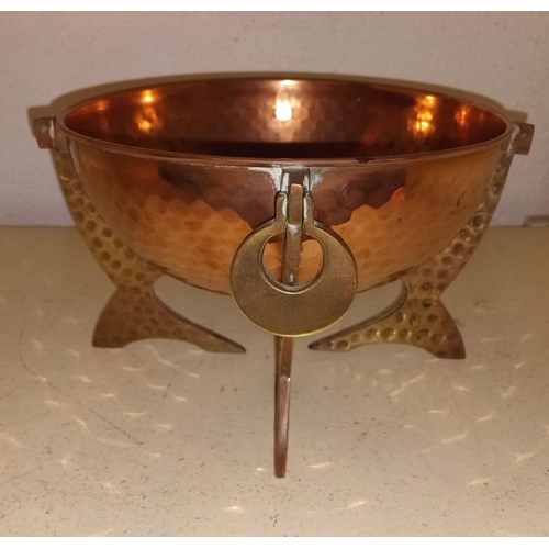 274 - AN ARTS & CRAFTS HAMMERED COPPER CENTREPIECE BOWL, dimensions: 19cm diameter x 13cm high approx.