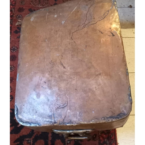 277 - A LARGE HEAVY GAUGE COPPER RECTANGULAR PAN, stamped Normandie, with two handles. Dimensions: 52cm x ... 