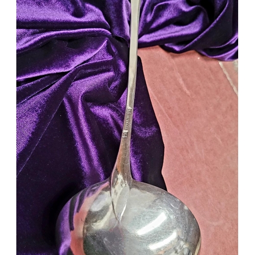 38 - A VERY FINE & RARE IRISH LIMERICK SILVER SOUP LADLE, circa 1780 by Thomas Burke, impressed with STER... 