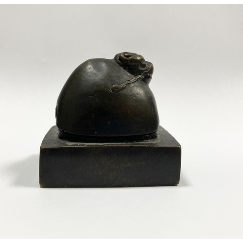 4 - A SUBSTANTIAL QING DYNASTY CHINESE BRONZE SEAL, the seal surmounted by Chinese mythical creature, po... 