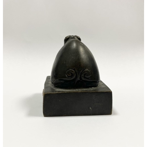 4 - A SUBSTANTIAL QING DYNASTY CHINESE BRONZE SEAL, the seal surmounted by Chinese mythical creature, po... 