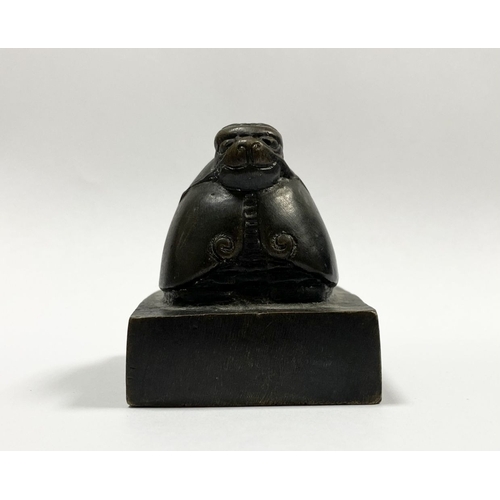 4 - A SUBSTANTIAL QING DYNASTY CHINESE BRONZE SEAL, the seal surmounted by Chinese mythical creature, po... 