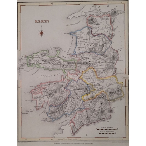 43 - TWO FRAMED MAPS: (i) J. TYRER THE LAKES OF KILLARNEY, and surrounds. Hand coloured, taken from Scene... 