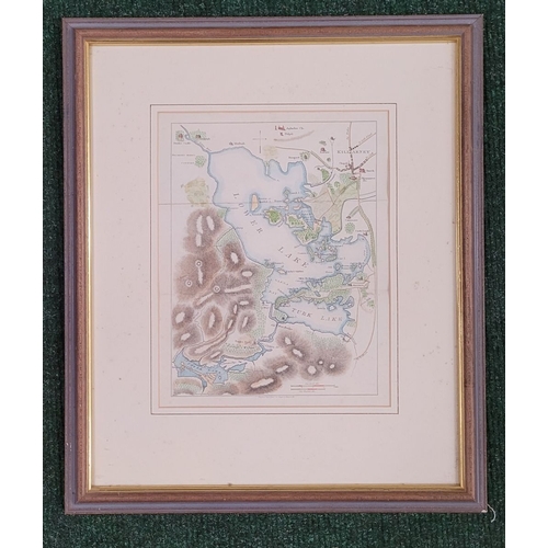 43 - TWO FRAMED MAPS: (i) J. TYRER THE LAKES OF KILLARNEY, and surrounds. Hand coloured, taken from Scene... 