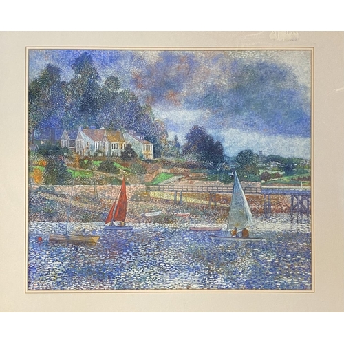 44 - VICTOR RICHARDSON (IRISH, 20th Century), ‘SAILING BOATS, CURRABINNY’, pastel on paper, inscribed ver... 