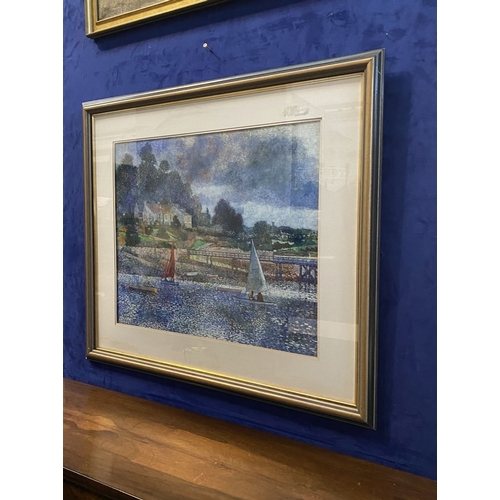 44 - VICTOR RICHARDSON (IRISH, 20th Century), ‘SAILING BOATS, CURRABINNY’, pastel on paper, inscribed ver... 