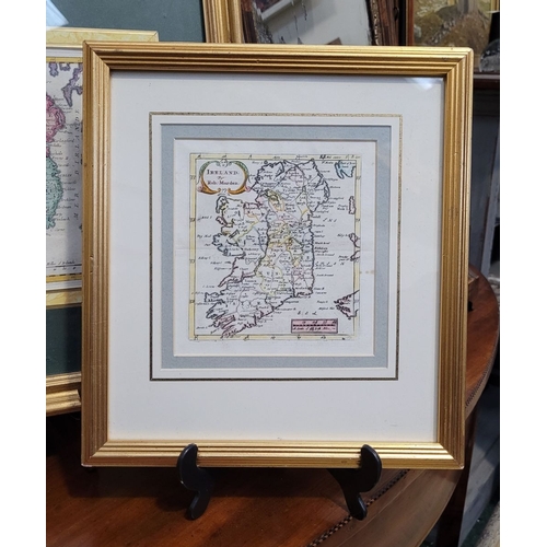 46 - TWO FRAMED MAPS OF IRELAND: (i) Carte du Royaume D’Irande, hand coloured framed map of Ireland, divi... 