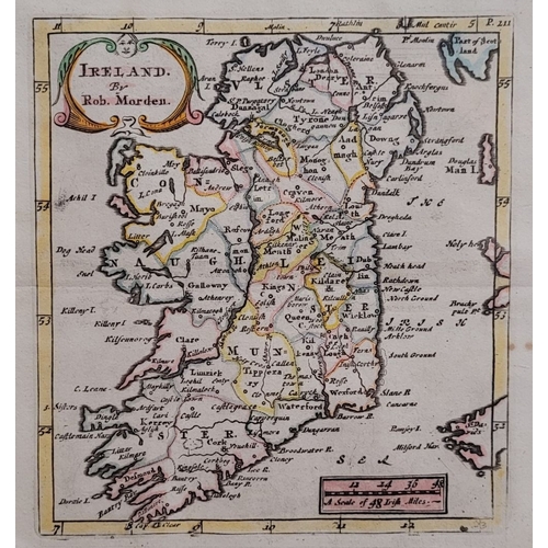 46 - TWO FRAMED MAPS OF IRELAND: (i) Carte du Royaume D’Irande, hand coloured framed map of Ireland, divi... 