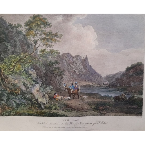 48 - A PAIR OF FRAMED HAND COLOURED COPPER PLATE ETCHINGS: (i) W. Ashford Pinxt: T. Milton Sculp. Shanes ... 