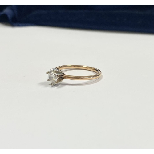 50 - AN EXCEPTIONAL 14CT ROSE GOLD DIAMOND SOLITAIRE RING, the round brilliant cut solitaire set in six c... 