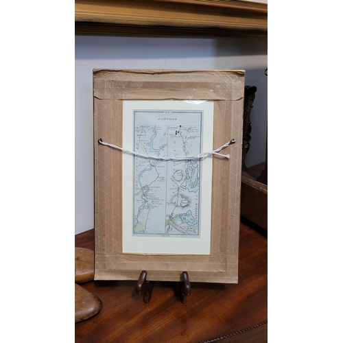 51 - A FRAMED PAIR OF OLD ROAD MAPS: TAKEN FROM TAYLOR & SKINNER ROAD ATLAS OF IRELAND, surveyed in 1777,... 