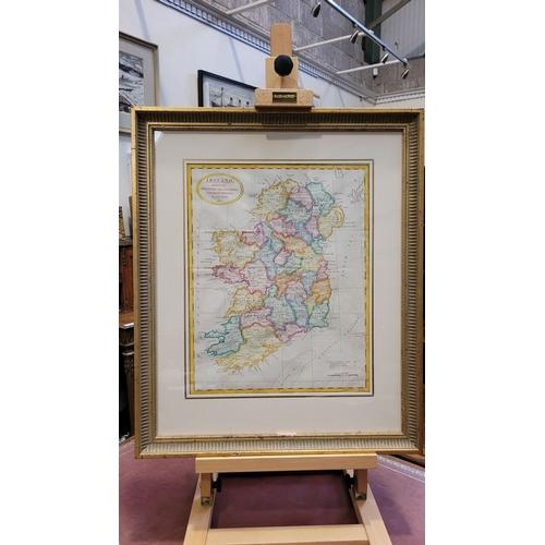 53 - A FRAMED MAP OF IRELAND: J.RUSSEL 1802, Showing the Island of Ireland, divided into provinces & coun... 