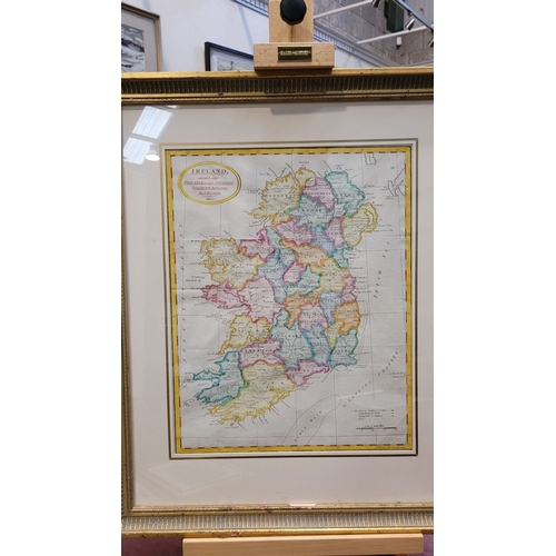 53 - A FRAMED MAP OF IRELAND: J.RUSSEL 1802, Showing the Island of Ireland, divided into provinces & coun... 