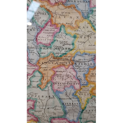 53 - A FRAMED MAP OF IRELAND: J.RUSSEL 1802, Showing the Island of Ireland, divided into provinces & coun... 