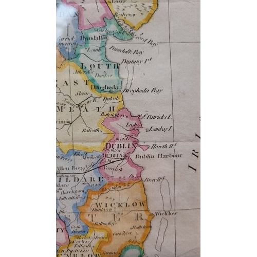 53 - A FRAMED MAP OF IRELAND: J.RUSSEL 1802, Showing the Island of Ireland, divided into provinces & coun... 