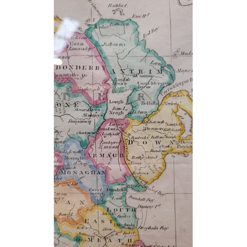 53 - A FRAMED MAP OF IRELAND: J.RUSSEL 1802, Showing the Island of Ireland, divided into provinces & coun... 