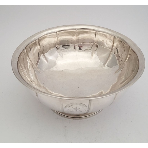 6 - AN IMPORTANT GEORGE II IRISH SILVER FLUTED PEDESTAL BOWL, the body with broad fluted design, engrave... 