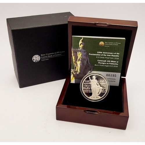 8 - A PRESENTATION WOODEN CASED LIMITED-EDITION COMMEMORATIVE €15 SILVER PROOF COIN: date of issue 2016,... 