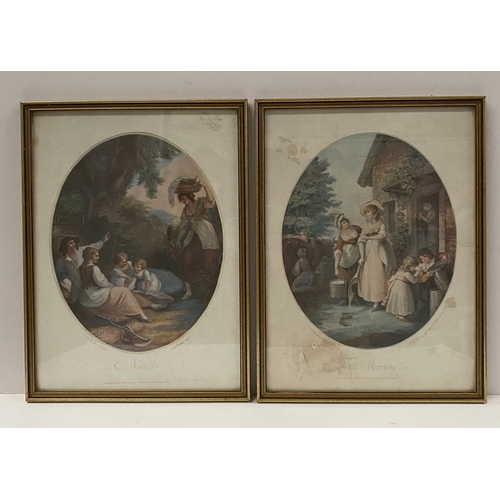 83 - A PAIR OF 18TH CENTURY FRAMED MEZZOTINTS, AFTER WILLIAM HAMILTON RA (), (i) ‘THE MORNING’, mezzotint... 