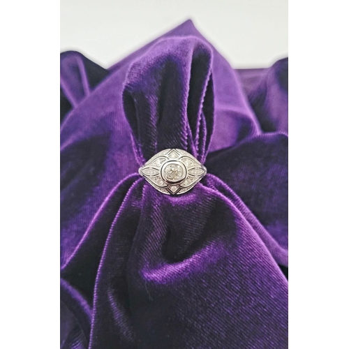 10 - A STUNNING 18CT WHITE GOLD DIAMOND BOMBÉ COCKTAIL RING, with a central round cut diamond surrounded ... 