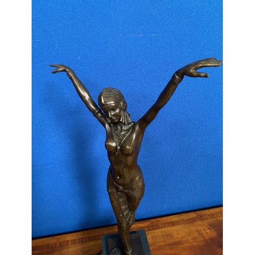 190 - A BRONZE DANCER STATUE AFTER DEMETRE CHIPARUS, (RUMANIAN 1888-1950), the elegant dancer stands upon ... 