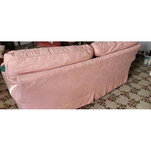 126 - A FOUR PERSON UPHOLSTERED COUCH, with cushioned back & seats. In good condition, the covers could be... 