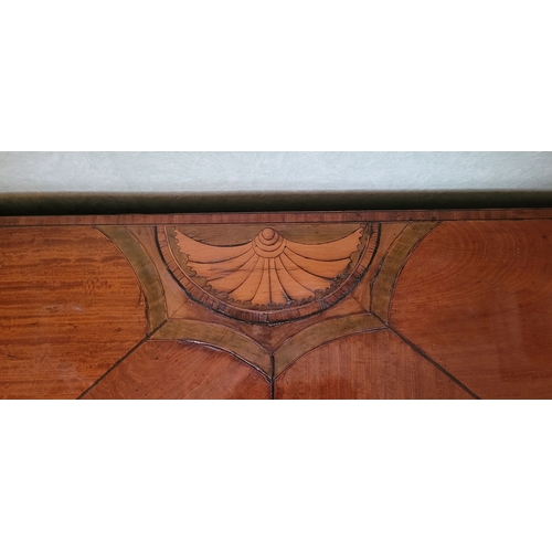 127 - A VERY GOOD 19TH CENTURY PAINTED & INLAID FOLD OVER CARD TABLE, finely inlaid detail to the demi-lun... 