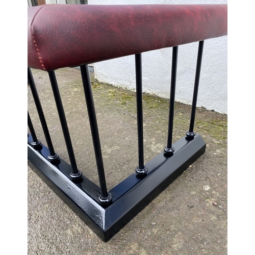 133 - A VERY GOOD QUALITY BLACK CAST CLUB FENDER / FIRE FENDER, Dimensions: (exterior) 189cm wide x 46cm h... 