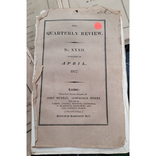 170 - THE QUARTERLY REVIEW FOR YEARS: 1816, 1817, 1827, 1828 & 1861. Printed by C. Roworth Bell-Yard for J... 