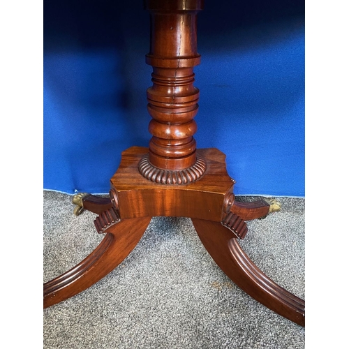 184 - A GOOD QUALITY REGENCY MAHOGANY CARD TABLE, the top with canted corners, opening to green baize line... 