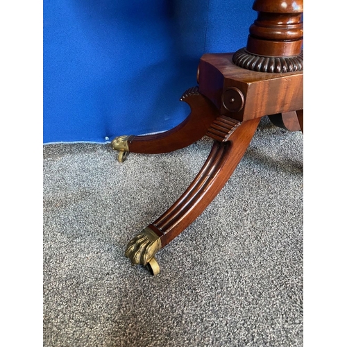 184 - A GOOD QUALITY REGENCY MAHOGANY CARD TABLE, the top with canted corners, opening to green baize line... 