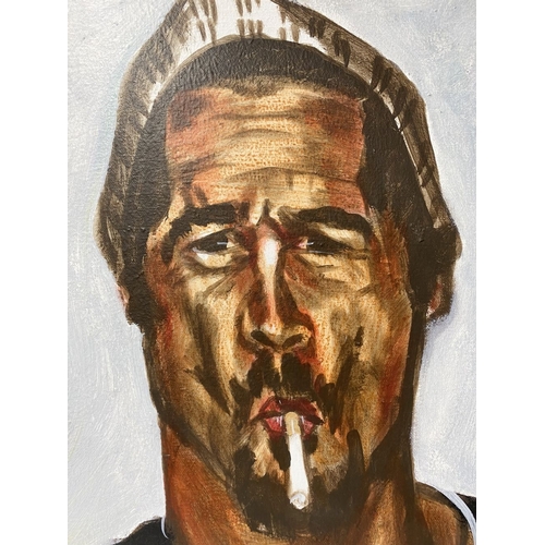 189 - TOM BYRNE (Irish, b.1962), ‘COLIN FARRELL’, acrylic on canvas, titled lower left, signed lower right... 