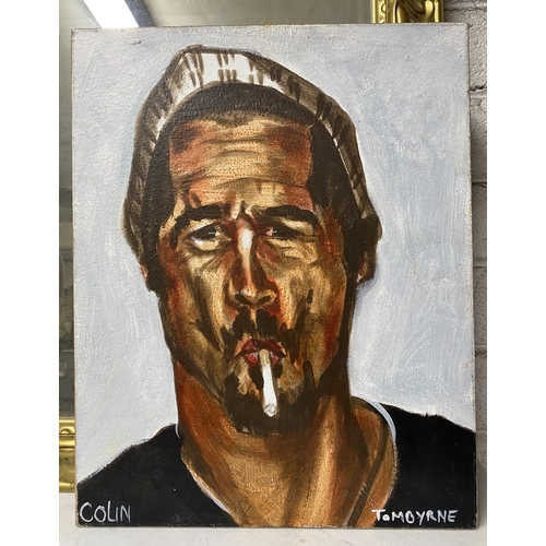 189 - TOM BYRNE (Irish, b.1962), ‘COLIN FARRELL’, acrylic on canvas, titled lower left, signed lower right... 