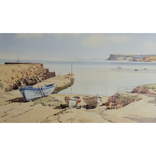 19 - SAMUEL MCLARNON, UWS, (IRISH, 1923-2013), BOATS, BALLYCASTLE, watercolour on paper, signed lower rig... 