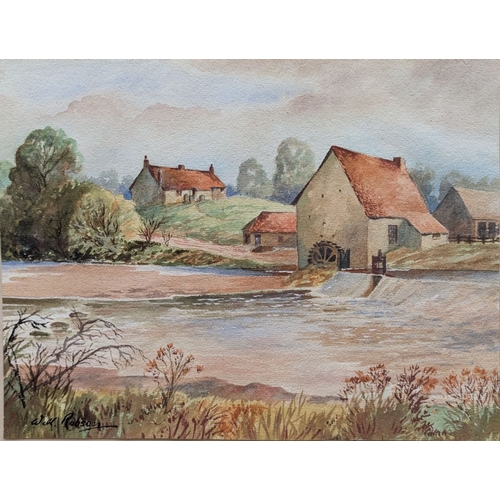 197 - WILLIAM ROBSON (British, 20th Century), A PAIR OF WATERCOLOURS, (i) ‘Norwick Mill River Coquet’ wate... 