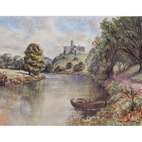 197 - WILLIAM ROBSON (British, 20th Century), A PAIR OF WATERCOLOURS, (i) ‘Norwick Mill River Coquet’ wate... 