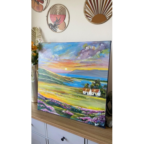 229 - KATE (Irish, 20th Century), ‘SUNRISE IN VALLEY’, acrylic on canvas, signed lower right. Dimensions: ... 