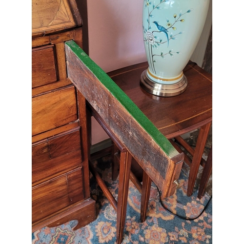 23 - A VERY FINE ASTRAGAL GLAZED GEORGIAN MAHOGANY & SATINWOOD INLAID BUREAU BOOKCASE, the top pediment w... 