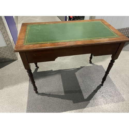 234 - A VICTORIAN MAHOGANY WRITING DESK, with leather lining to top, fluted border, above one long drawer ... 