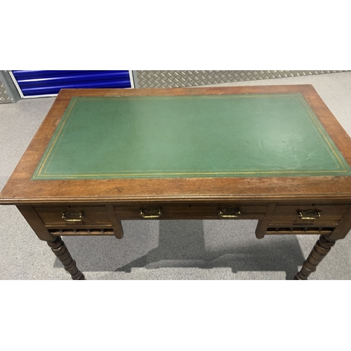 234 - A VICTORIAN MAHOGANY WRITING DESK, with leather lining to top, fluted border, above one long drawer ... 