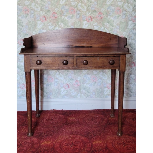 25 - AN EXCELLENT  IRISH 19TH CENTURY MAHOGANY SIDE TABLE / DESK / DRESSING TABLE, the two-drawer table h... 